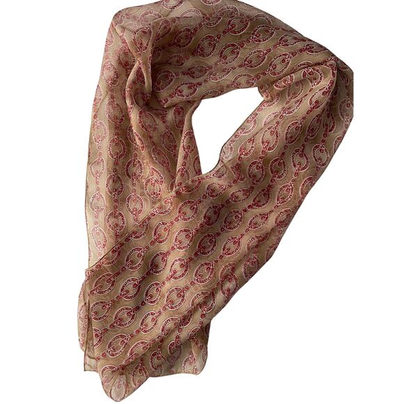 Beige Brown Patterned 20-1/2" x 52" Minimalist Lightweight Sheer Scarf - Picture 2 of 5